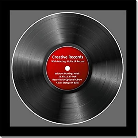 CreativePF [lp12.5x12.5bk-b] LP Vinyl Record Album Frame Display with Black Mat, LP Record Insert, Glass and Wall Hanger
