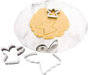 Restaurantware Pastry Tek 3-Piece Angel Cookie Cutter 1 Comfort Grip Cookie Cutter Angel - Multiple Sizes 3-Piece Set White Metal Angel Wing Cookie Cutter Precise Cuts