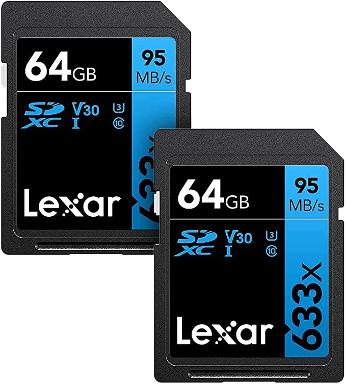 Lexar Professional 633x 64GB USH-1 Class 10 SDXC Memory Card 2 Pack (LSD64GCB1NL633)