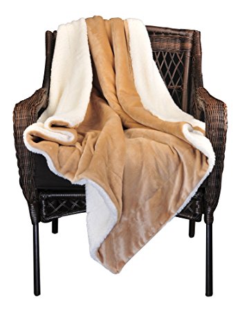 Sherpa Throw Blanket 50"×60" ,Sand Beige Blanket for Couch,car or Bed by SOCHOW (Beige)