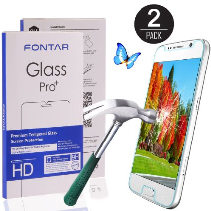 (2 Pack) Galaxy S6 Screen Protector,FONTAR Ultra Clear High Definition (HD) Tempered Glass Screen Protectors for Samsung Galaxy S6 [Lifetime Warranty]