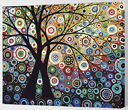 MailingArt Paint by Numbers for Adults Kids with Wooden Frame - Fortune Tree