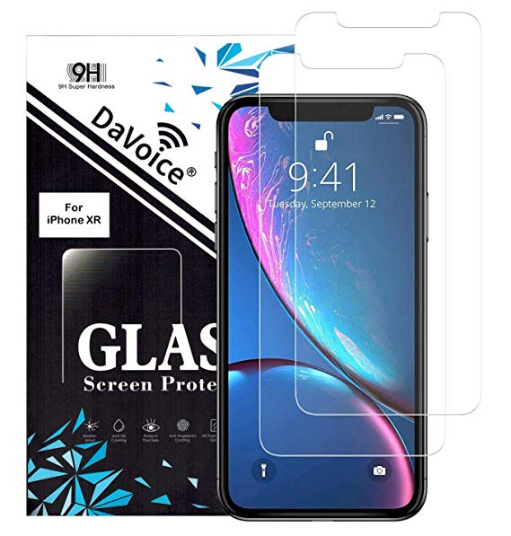 DaVoice Screen Protector (2-Pack) Compatible with iPhone XR Tempered Glass Screen Protector for Apple iPhone XR Screen Protector Tempered Glass Guard, Phone Case Friendly, Anti Fingerprint, 3D Touch