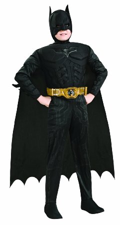 Batman Dark Knight Rises Child's Deluxe Muscle Chest Batman Costume with Mask/Headpiece and Cape - Medium