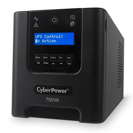 CyberPower PR750LCD Smart App Sinewave UPS System, 750VA/525W, 6 Outlets, AVR, Mini-Tower