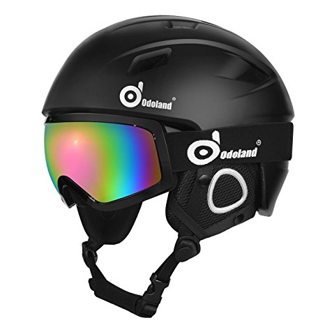 Snow Ski Helmet and Goggles Set, Odoland Adult Sports Helmet and Protective Glasses - Shockproof/Windproof Protective Gear for Skiing, Snowboarding, Motorcycle Cycling and Snowmobile