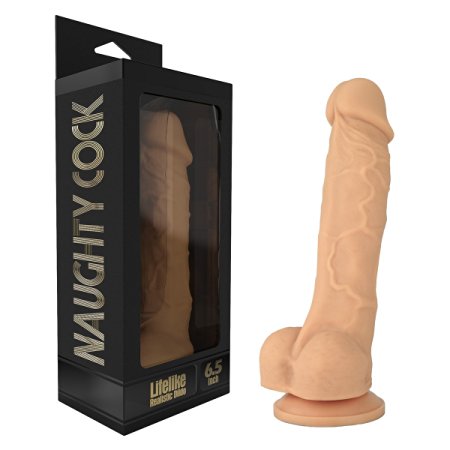Naughty Cock 6.7" Premium Silicone Realistic Suction Cup Dildo (Flesh)