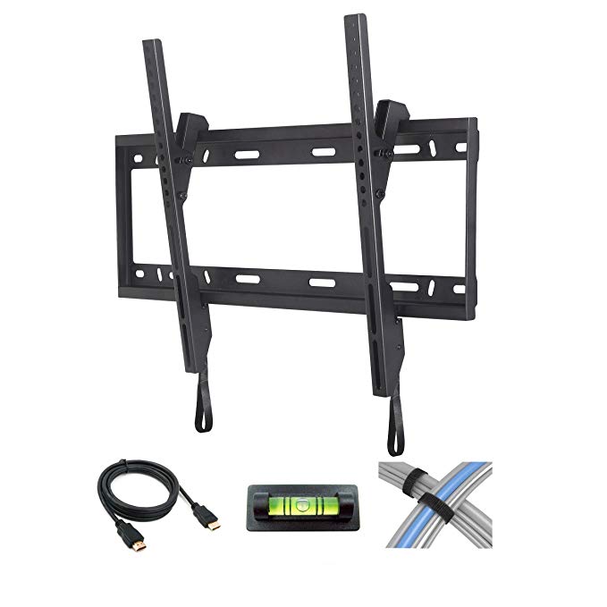 Tilt TV Wall Mount for 37"-84" Flat Screen TVs with 6' High-Speed HDMI Cable, Cable Ties and Leveler