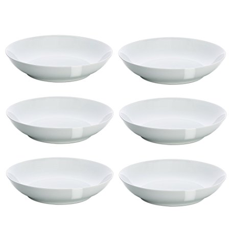 YHY 20-Ounce Porcelain Salad/Pasta Bowls,Soup Bowl Set,Shallow,Bluish White,Set of 6