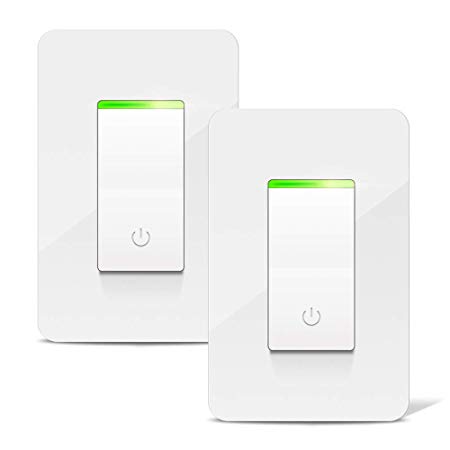 Smart Light Switch, Aicliv WiFi Smart Switch 2 Packs, Works with Alexa Echo & Google Home IFTTT, Control Lighting from Anywhere, No Hub Required, 15A, FCC and ETL Listed (Neutral Wire Required)