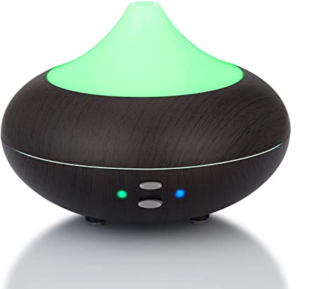 LeeKooLuu 210ML Onion USB humidifier Wood Grain Diffuser Ultrasonic Cool Mist Humidifier with 7 Color LED Lights for Bedroom Office Travel Desk