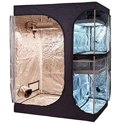 TopoLite 60"x48"x80" 2-in-1 Indoor Grow Tent Room Propagation and Flower Reflective Mylar Hydroponic Growing Plant Room (60"x48"x80" Lodge Propagation Tent 2-in-1)