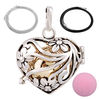 Eudora Harmony Bola Mini Heart Pendant Wishing Ball Aromatherapy Essential Oil Diffuser 20 Inches Necklace