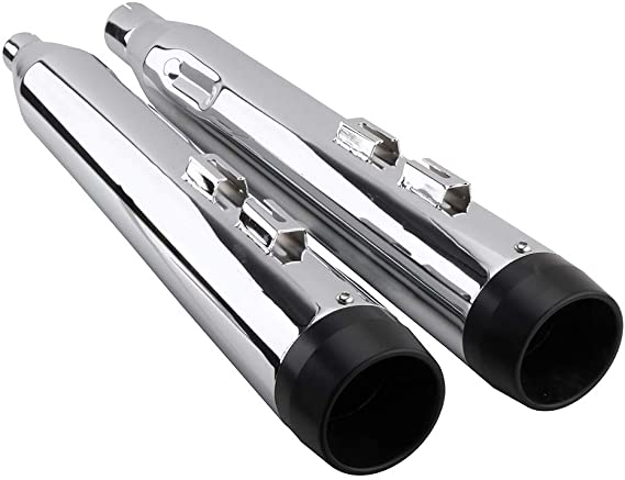 Classic Chrome Megaphone Slip-On Mufflers Exhaust Pipe For 2017-2019 Harley Touring, Road King,Electra Glide, Street Glide, Road Glide, Ultra Classic