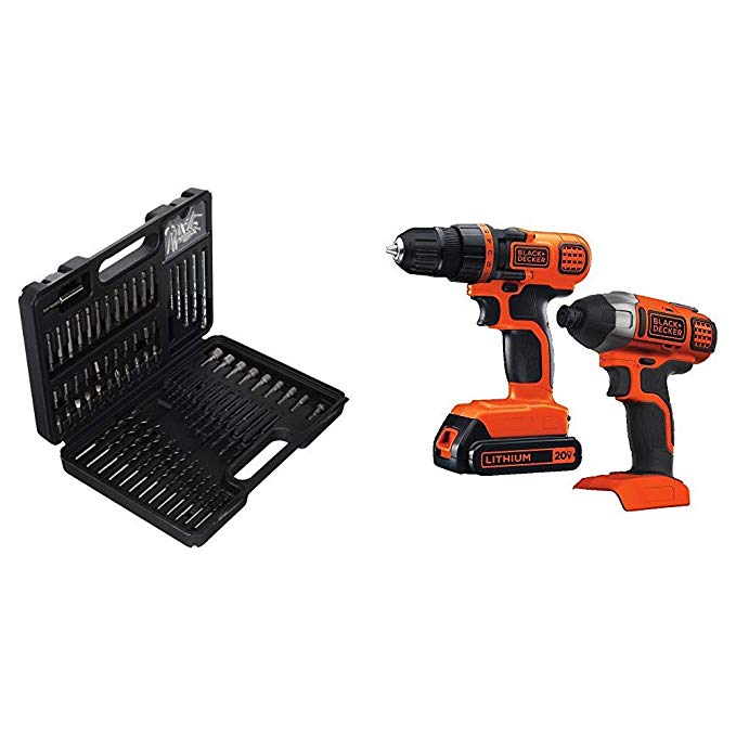 BLACK DECKER BDA91109 Combination Accessory Set, 109-Piece with Black & Decker 20V MAX Drill/Driver Impact Combo Kit