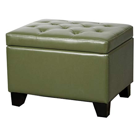 New Pacific Direct Julian Rectangular Bonded Leather Storage Ottoman,Asparagus Green