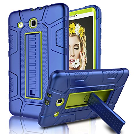 Galaxy Tab E 9.6 Case, Elegant Choise Case with Kickstand Three Layer Heavy Duty Shockproof Defender Rugged Protective Case Cover for Samsung Galaxy Tab E 9.6 inch/SM-T560/T561/T567 (Yellow/Blue)