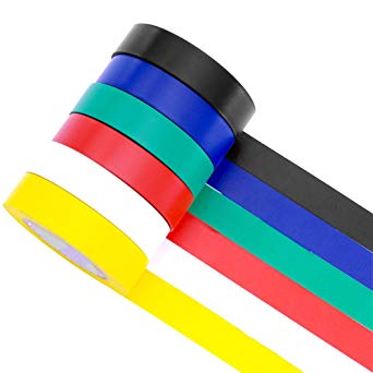 MyLifeUNIT Colored Electrical Tape Set, 66 Feet PVC Electric Tape Waterproof and Flame Retardant (6 Pcs)