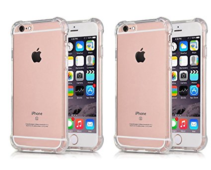 [2Pack]iPhone 6S Plus Case iPhone 6 Plus Case, CaseHQ Crystal Clear Enhanced Grip Protective Defender cover Soft TPU Shell Shock-Absorption Bumper Anti-Scratch Air Cushioned 4 Corners-clear clear