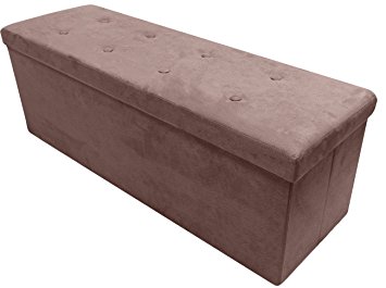 Sorbus Storage Ottoman Bench – Collapsible/Folding Bench Chest with Cover – Perfect Toy and Shoe Chest, Hope Chest, Pouffe Ottoman, Seat, Foot Rest, – Contemporary Faux Suede (Large-Bench, Chocolate)