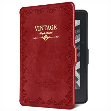 Ayotu Case for Kindle Voyage E-reader Auto Wake and Sleep Smart Protective Cover,Case for Amazon 2014 Kindle Voyage Case Magic Book Series KV-07 Retro Wine Red