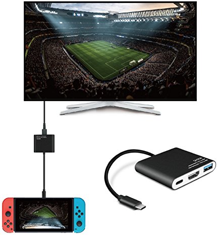 TNP Nintendo Switch to HDMI Adapter - USB Type C Hub, USB-C Charging Port, HDMI Output Dongle Video Audio AV Charging Port Adaptor Converter Cable Wire Cord Plug Connector