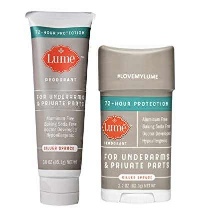 Lume Deodorant For Underarms & Private Parts Bundle Travel Tube   Propel Stick - Silver Spruce