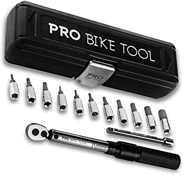 Pro Bike Tool 1/4 Inch Drive Click Torque Wrench Set - 2 to 20 Nm - Bicycle Maintenance Kit for Road & Mountain Bikes, Motorcycle Multitool - Includes Allen & Torx Sockets, Extension Bar & Storage Box