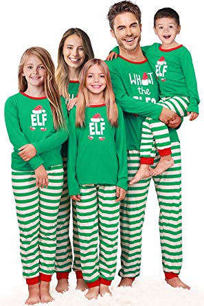 Rnxrbb Holiday Christmas Pajamas Family Matching Pjs Set Xmas Jammies for Couples and Kids Green Cotton