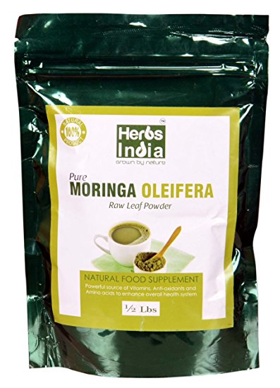 Herbs India - Freeze Dried Moringa Leaf(Oleifera Leaves) Powder, 8 Ounce(1/2 lb) - Purest Powder in Amazon. Available in Various Flavor and Size.