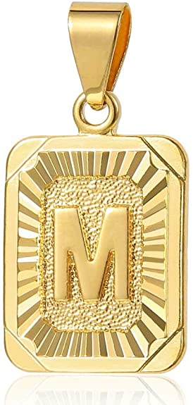 Trendsmax Initial Letter Pendant Necklace Mens Womens Capital Letter Yellow Gold Plated A Z Stainless Steel Box Chain 22inch