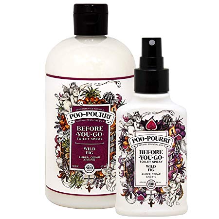 Poo-Pourri Wild Fig Before You Go Toilet Spray 16 Ounce Refill Bottle and Wild Fig 4 Ounce