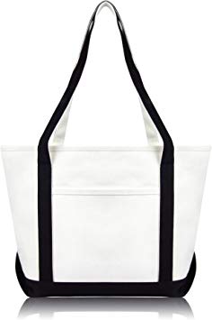 DALIX Daily Shoulder Tote Bag Premium Cotton in Black