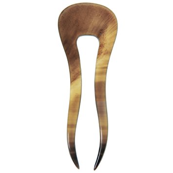 Marycrafts 2 Prongs Simple Buffalo Horn Hair Fork, Hairfork, Hair Pin, Hairpin, Hair Accessories Handmade Mix Color