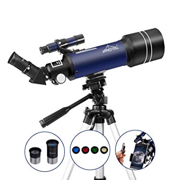 MAXLAPTER Refractor Astronomy Telescope for Kids Beginners Teenagers, Dual-Use with 43 inch Tripod Smartphone Adapter Portable Case Accessories, 400/70mm HD High Magnification …