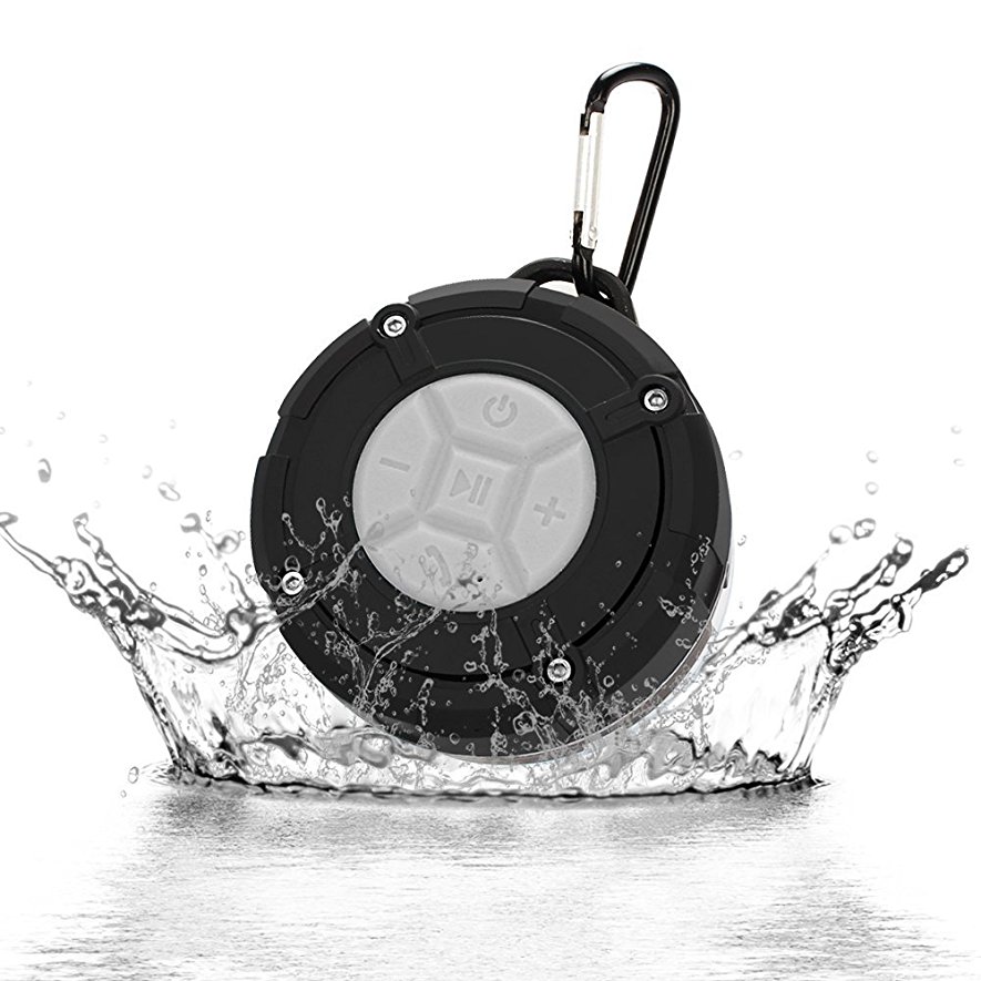 Portable Bluetooth Speaker, Tsumbay IPX7 Water Proof Shower speakers with Suction Cup, Mini Wireless Outdoor Speaker for iPhone, Samsung, LG, HTC, iPad, iPod, Laptops, PC and More - Black