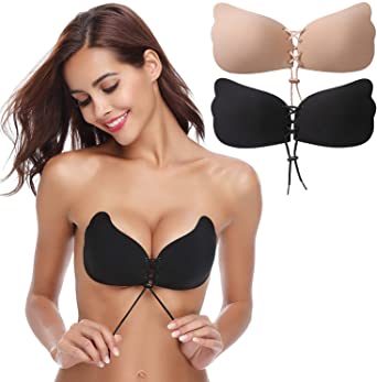 Aruny Invisible Bra Strapless Sticky Bra Backless Bra Invisible Silicone Bras Push up Bra for Women 2 Pack