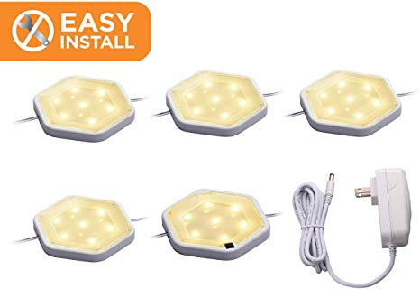 BLACK DECKER LEDUC-PUCK-5WK LED Puck Light Kit, Tool-Free Install, Dimmable, 5-Pack, Warm White