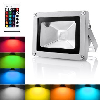 Blinngo Outdoor LED Flood Light, 10W Waterproof Security Lights with US 3-Plug for Garden, Scenic Spot, Hotel (RGB)