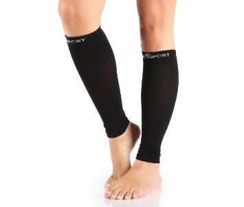 Compression Sleeve - Calf and Shin Splints Support - Best for Man and Women With Guard Leg Compression Design - Black 1 Pair