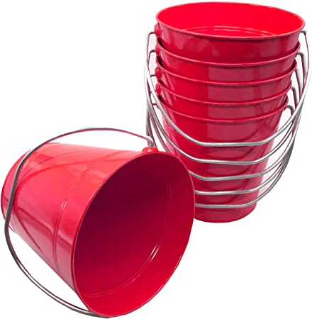 Italia 6-Pack Metal Bucket 1.5 Quart Color Red Size 5.6 X 6" 6-Pack