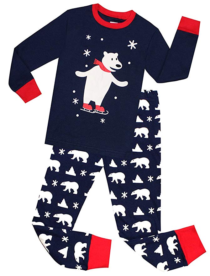Boys Christmas Pajamas Kids 100% Cotton Pjs Set Toddler Santa Claus Sleepwear