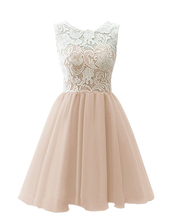 MicBridalreg Flower Girl  Adult Ball Gown Lace Short Prom Dress