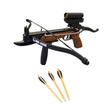 Prophecy 80 Pound Aluminum Self-cocking Pistol Crossbow with Cobra System Limb Package with Red Dot Scope  Pack of Bolts  Stringer