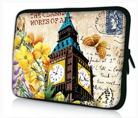 iColor Universal Pretty Flowers & Bellhouse 11.6" 12" 12.1" Laptop Tablet PC Sleeve Case Bag Pouch Cover Protector For 11.6 - 12.1 inch Apple Macbook Air Samsung Google Android Acer HP DELL Lenovo Asus Touchscreen Tablet Notebook Computer