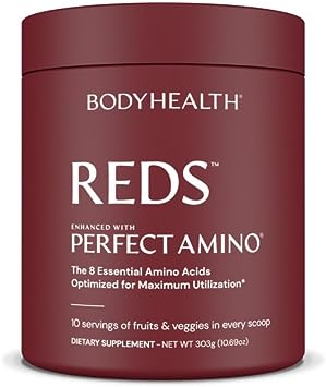 BodyHealth Perfect Reds (30 SVG) Superfood Berry Powder Antioxidant Drink, Fruit Powder Mix for Smoothies with Fruit, Vegetables, Superfoods, Phytonutrients, Fiber, and PerfectAmino Protein