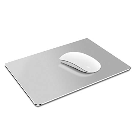 FINEST  Large Aluminium Mouse Pad for Gaming Water-Resistance Non-Slip Rubber Base Micro Sand Blasting Resistant to Dirty Easy to Clean Mouse Pad Aluminium Surface for Fast Accurate Control(Silver)
