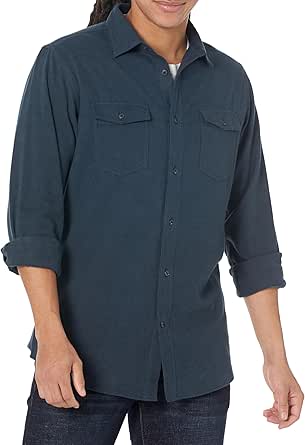 Amazon Essentials Men's Regular-Fit Long-Sleeve Two-Pocket Flannel Shirt