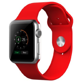 Apple Watch Band, JETech Soft Silicone Replacement Sport Band for Apple Watch All 42mm Models (Red)