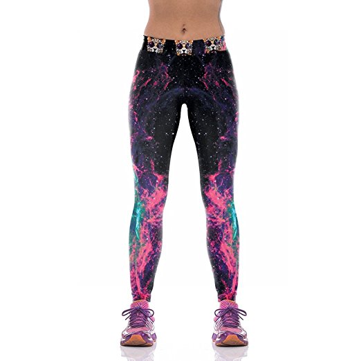 Slimming Girl Galaxy Active Seamless Stretchy Yoga Leggings Full Ankle Length